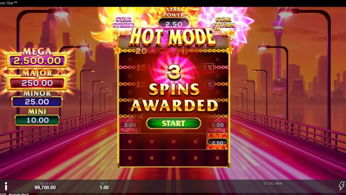 Tampilan layar permainan slot Assassin Star di perangkat mobile