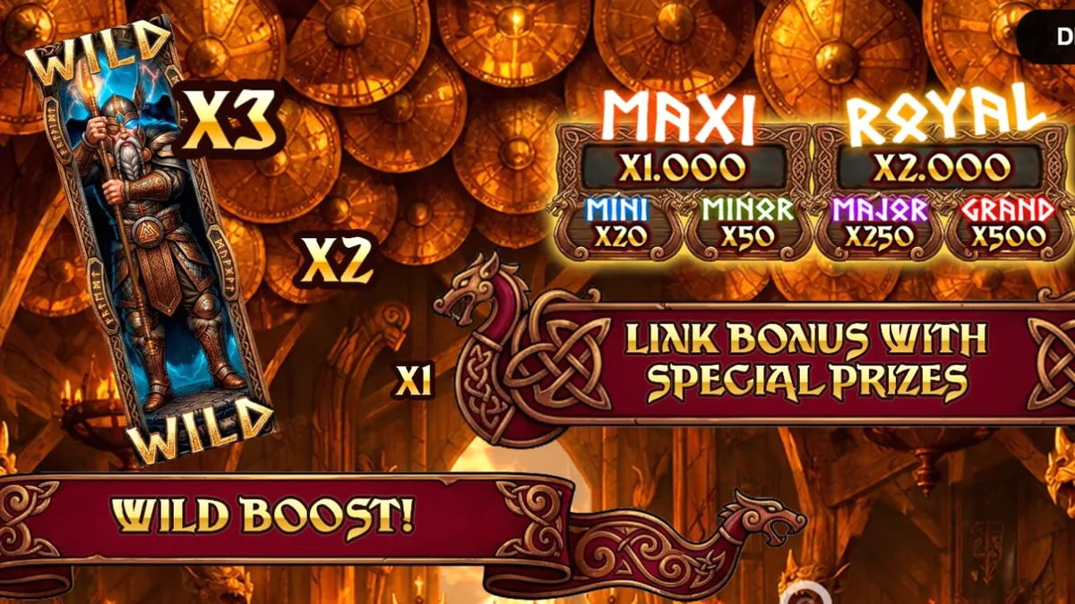 Valhalla Wilds Boost slot theme featuring Viking warriors and Nordic runes