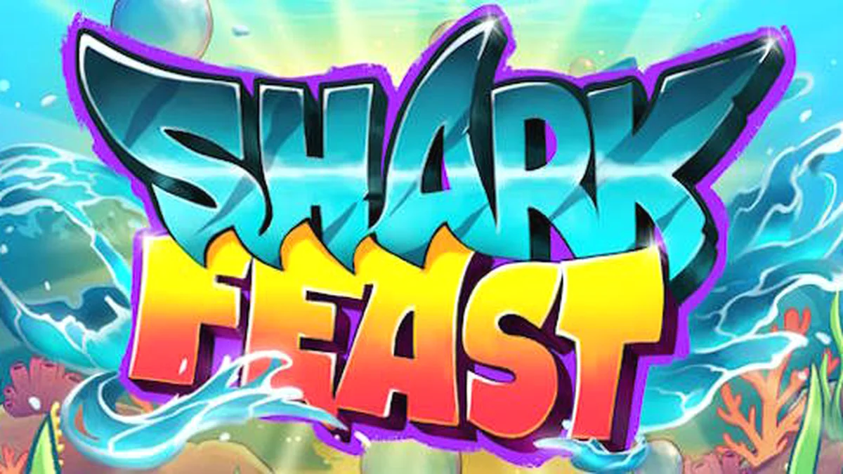 Visual neon bawah laut dari slot Shark Feast